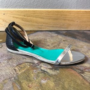 Nordstrom Tibi Amber Flat Wrap Sandals, 8. Silver Black Turquoise. Itali…